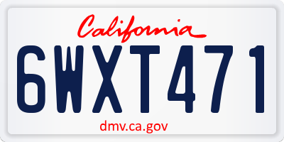 CA license plate 6WXT471