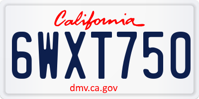 CA license plate 6WXT750