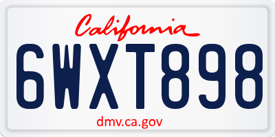 CA license plate 6WXT898