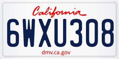 CA license plate 6WXU308