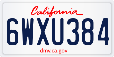 CA license plate 6WXU384