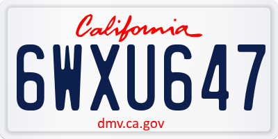 CA license plate 6WXU647