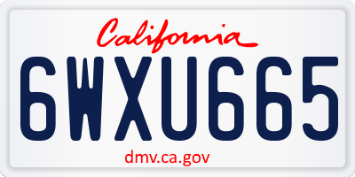 CA license plate 6WXU665