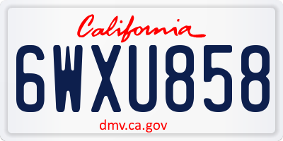 CA license plate 6WXU858