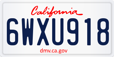 CA license plate 6WXU918