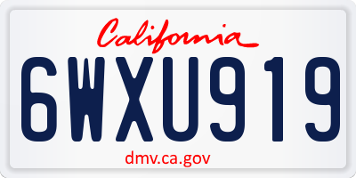 CA license plate 6WXU919