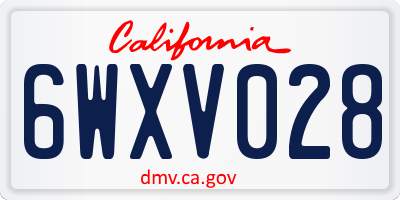 CA license plate 6WXV028