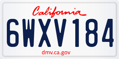 CA license plate 6WXV184