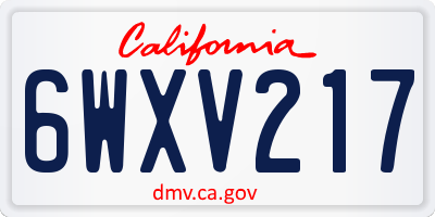 CA license plate 6WXV217