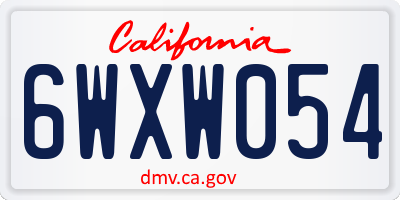 CA license plate 6WXW054