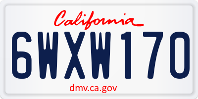 CA license plate 6WXW170