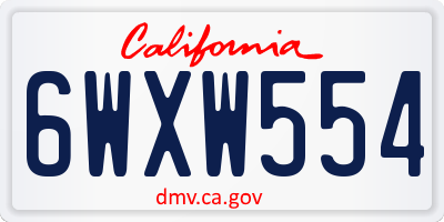 CA license plate 6WXW554