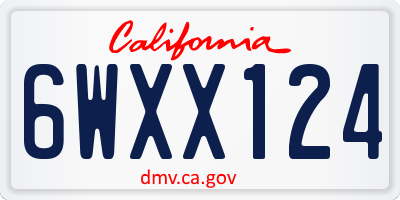 CA license plate 6WXX124