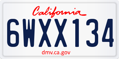 CA license plate 6WXX134