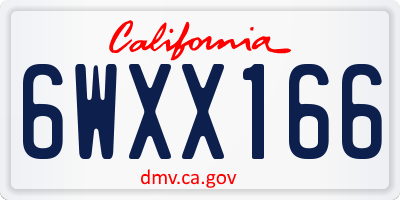 CA license plate 6WXX166