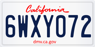 CA license plate 6WXY072