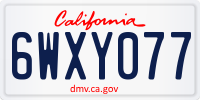 CA license plate 6WXY077