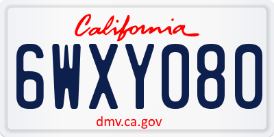 CA license plate 6WXY080