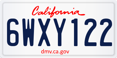 CA license plate 6WXY122