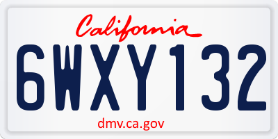 CA license plate 6WXY132