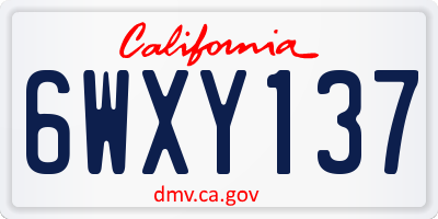 CA license plate 6WXY137
