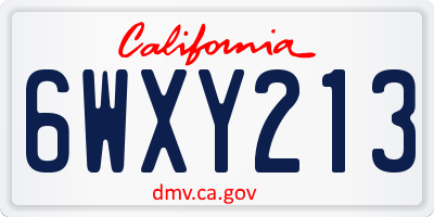 CA license plate 6WXY213