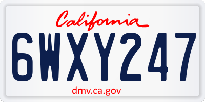 CA license plate 6WXY247