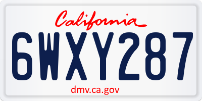 CA license plate 6WXY287