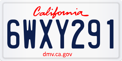 CA license plate 6WXY291