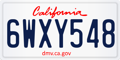 CA license plate 6WXY548