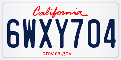 CA license plate 6WXY704