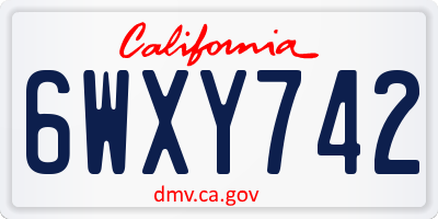 CA license plate 6WXY742