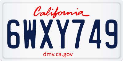CA license plate 6WXY749