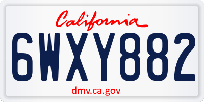CA license plate 6WXY882