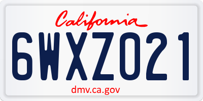 CA license plate 6WXZ021