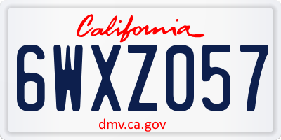 CA license plate 6WXZ057