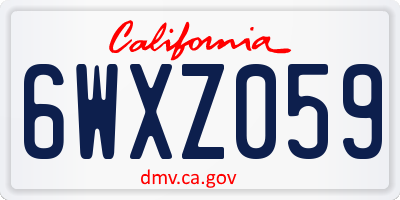 CA license plate 6WXZ059