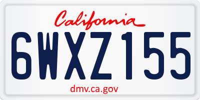 CA license plate 6WXZ155