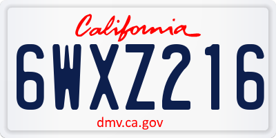 CA license plate 6WXZ216