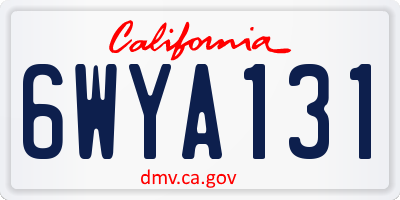 CA license plate 6WYA131