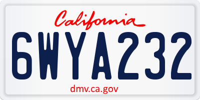 CA license plate 6WYA232