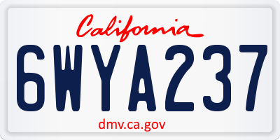 CA license plate 6WYA237