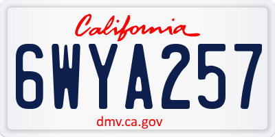 CA license plate 6WYA257