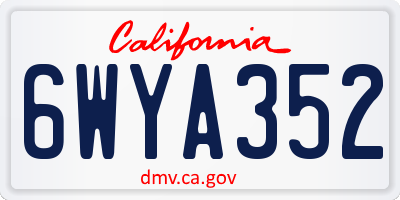 CA license plate 6WYA352
