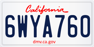 CA license plate 6WYA760