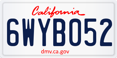 CA license plate 6WYB052