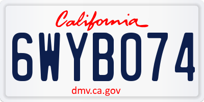 CA license plate 6WYB074