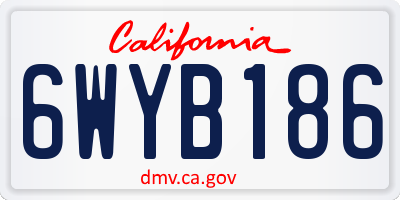 CA license plate 6WYB186