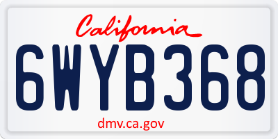 CA license plate 6WYB368