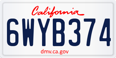 CA license plate 6WYB374